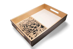 NEWPINCH "Aaliya Bird" Laser Cut Leatherette Wine Serving Tray- Set for Decoration-Tea Trays-Big Coffee Tray Leatherette Serving Trays