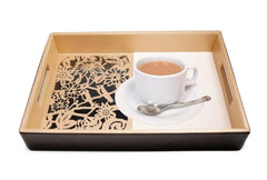 NEWPINCH "Aaliya Bird" Laser Cut Leatherette Wine Serving Tray- Set for Decoration-Tea Trays-Big Coffee Tray Leatherette Serving Trays