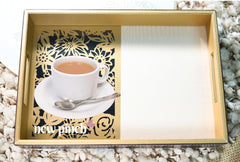 NEWPINCH "Aaliya Bird" Laser Cut Leatherette Wine Serving Tray- Set for Decoration-Tea Trays-Big Coffee Tray Leatherette Serving Trays