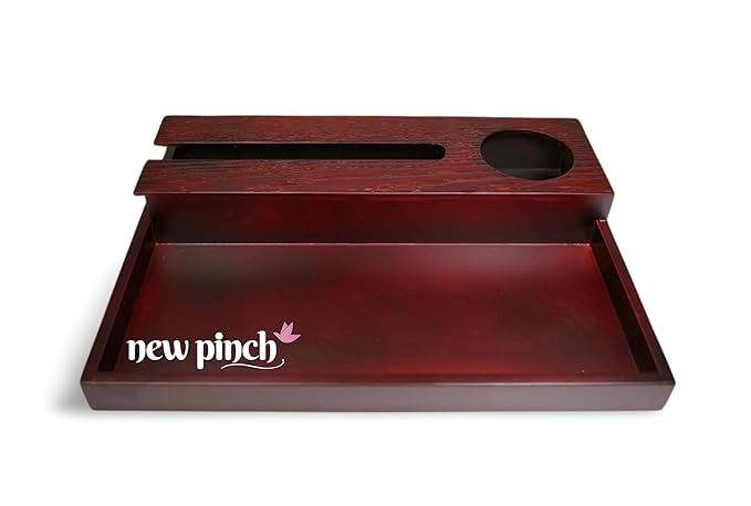 NEWPINCH Cocktail Wooden Tray Serving Trays Modern Style with Cutout Handle Large, Medium and Small for Food, Wooden Trays for Breakfast - Natural Wood and Brown