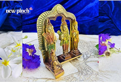 NEWPINCH Pure Brass Ram Darbar Murti | Ram Darbar Statue for Home Decor and Office Desk | Ram Sita Laxman Idol for Puja Room | Shree Ram Parivar Murti for Gift